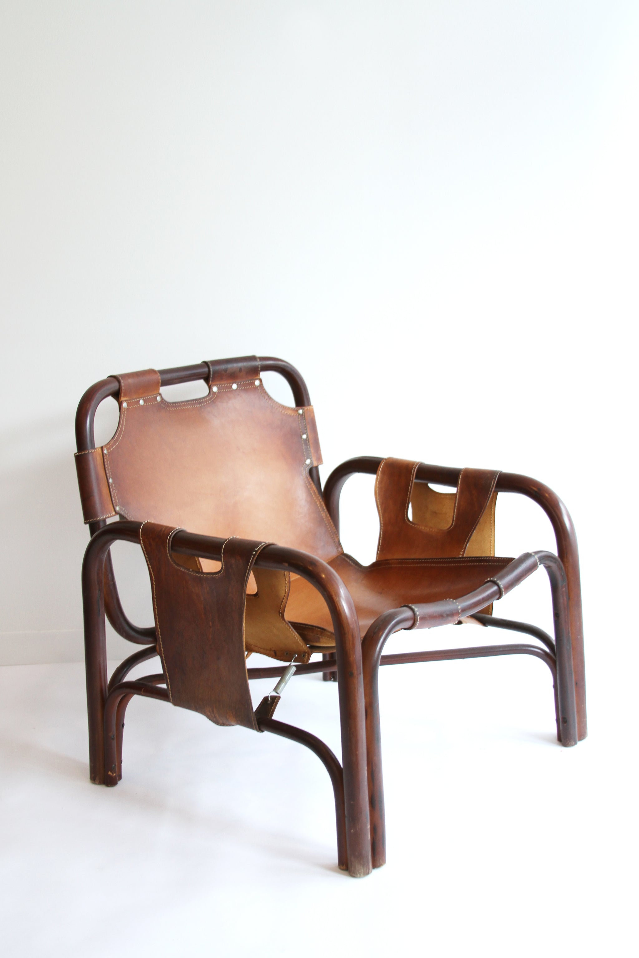 Tito Agnoli Italian Leather and Bamboo Lounge Chair, 1960s – Su'juk