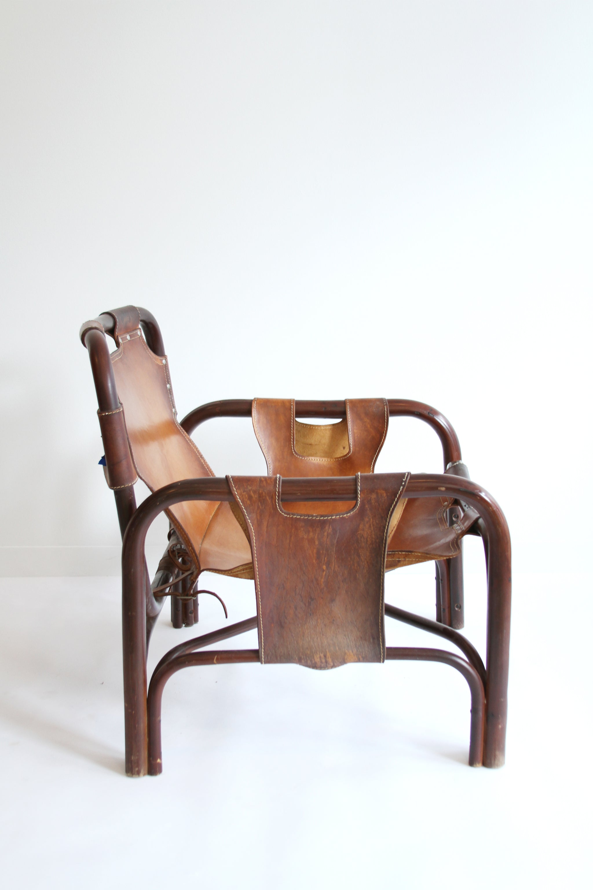Tito Agnoli Italian Leather and Bamboo Lounge Chair, 1960s – Su'juk